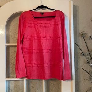 Talbots coral knit top with cotton lace. XL